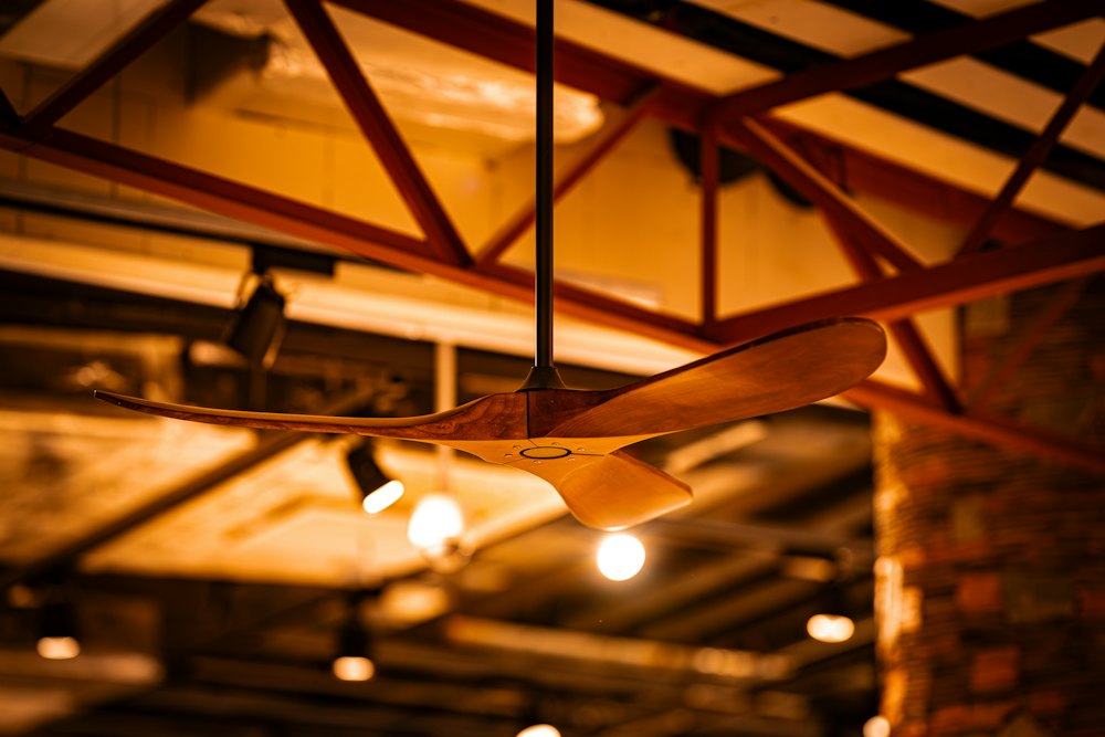 Timber ceiling fan